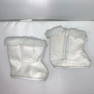 American Girl Doll White Winter Boots with Zipper